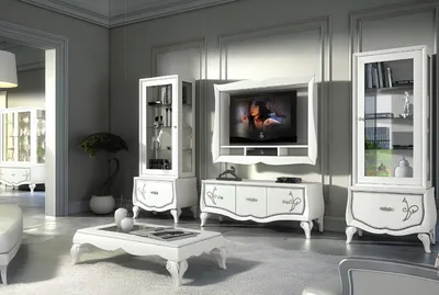 Produktbild von Garnitur rtv Set 4tlg. Wohnwand TV Lowboard Vitrine Sideboard Schrank Design Neu