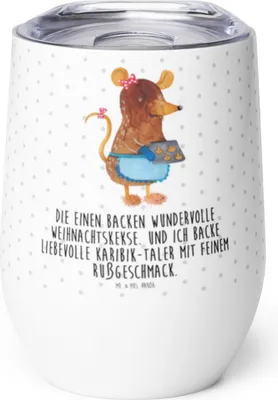 Produktbild von Mr. & Mrs. Panda thermosbecher Maus Kekse - Weiß - Geschenk, Thermo Becher, glühwein tasse, kaffee, Isolierbecher, Weihnachten, Winter, Weihnachtskekse, Plätzchen