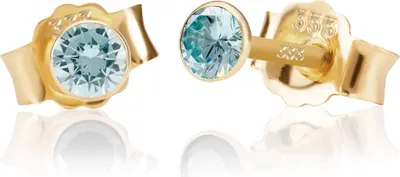 Produktbild von Paar 3,5mm 333 Gelb Gold 8 K Ohrstecker Zirkon Aquamarin Butterfly Verschluss