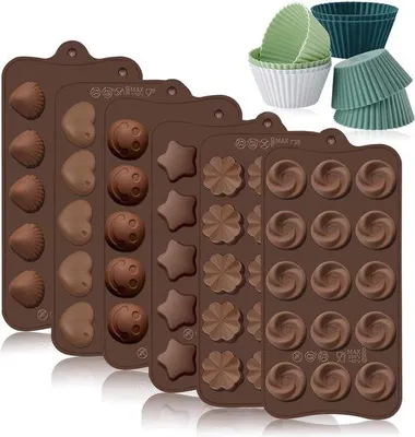 Zdjęcie produktu dla Silikonowe foremki do pieczenia, zestaw 14 sztuk, do domowej czekolady