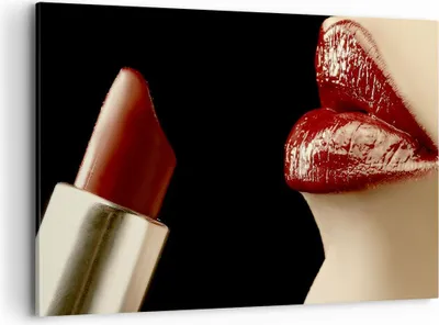 Produktbild von Bild auf Leinwand - Leinwandbild - Frau rote Lippen Lippenstift Gesicht - 120x80cm - Wand Bild - Wanddeko - Leinwanddruck - Bilder - Kunstdruck - Leinwand bilder - Wandkunst - AA120x80-0414