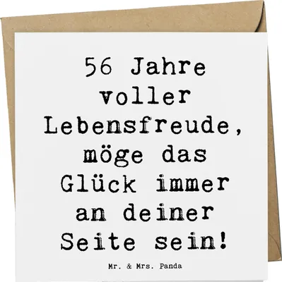 Produktbild von Mr. & Mrs. Panda Klappkarte Spruch 56. Geburtstag - Weiß - Geschenk, anlasskarte, doppelkarte, Lebensfreude, faltkarte, Meilenstein, Glückwunschkarte, Happy Birthday