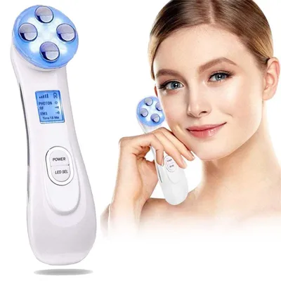Produktbild von Ultraschall Gesichtsgerät 5-in-1 – LED Lichttherapie, RF/EMS, Porenreiniger