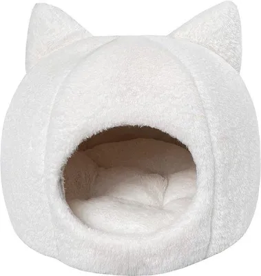 Produktbild von Kunstbont Katzenkissen - 38 x 38 x 35 cm - weiß - für Katzen - kleine Hunde