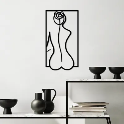 Produktbild von Wallity, Rose Silhouette - M, Dekoratives Wandaccessoire aus Metall, 100 % METALL, Schwarz, 50 x 27 cm
