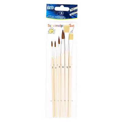 Produktbild von TSI Schulmalpinselset 6tlg. 2,4,6,10Haar 8,12Borstenp.