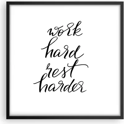 Produktbild von Gerahmtes Poster - Schwarzer Rahmen - Hart Arbeit Ruhe - 50x50 cm - Wand Bild - Wanddeko - Wandbilder - Kunstposter - Wandposter - Bilderrahmen - Bilder - Kunstdruck - Wanddekoration - P2BAC50x50-4558