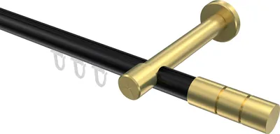 Produktbild von Interdeco Innenlaufstange / Gardinenstange mit Innenlauf Schwarz / Messing-Optik, Typ Prestige Elanto (Rillenzylinder), 20 mm Ø 1-läufig, 100 cm