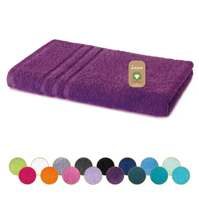 Produktbild von Lavea® Handtücher 50x100 cm, Frottierserie Bali, 100% Baumwolle, saugstark, weich, Set, waschbar, trocknergeeignet, Gästehandtücher - Lila