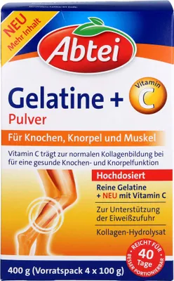 Produktbild von Abtei Gelatine Plus Vitamin C Pulver für Knochen, Knorpel und Muskeln, 400 g Pulver