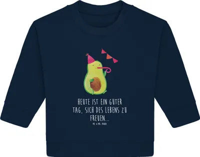 Produktbild von Mr. & Mrs. Panda Organic Baby Pullover Avocado Party 6. - 12. Monat - French Navy - Geschenk, Geburtstag, Happy Birthday, Bullover