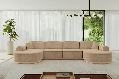 Produktbild von ALTDECOR Ecksofa in U-Form MARI-U2-v1 - 388x171x83 cm Beige - Corner Sofa Bett Eckcouch Couch L-Form Wohnlandschaft Cauchsofa