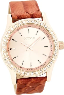 Produktbild von Oozoo Leder Damen Uhr Analog Quarzuhr Armband orange Timepieces D2UOC8007A