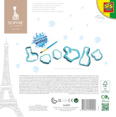 Produktbild von SES Creative 14499 Sophie la girafe - Malen mit Wasser im Bad - Kreatives Badespielzeug für Kleinkinder, Bad-Malvorlagen, Junge/Mädchen, 1 Jahr(e), Karton