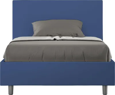 Produktbild von ITYHOME - Gepolstertes Bett mit Bettkasten 120x200 mit Kunstlederbezug Blau Adele