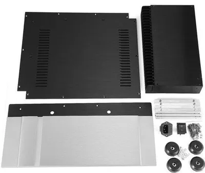 Obrázok produktu pre Kryt pre zosilňovač – hliník – 430 x 300 x 150 mm – DIY šasi pre elektroniku