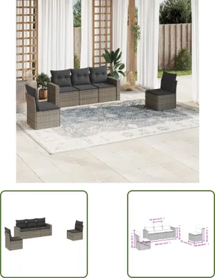 Produktbild von The Living Store 5-tlg. Garten-Sofagarnitur mit Kissen Grau Poly Rattan