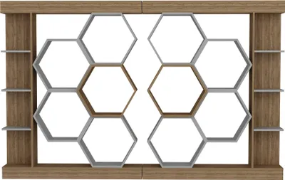 Produktbild von Skye Decor, Sueno - White, Walnut, Bücherregale, Weiß, 140 x 177,4 x 29,6 cm