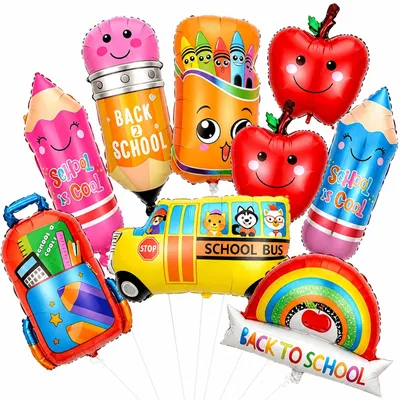 Imagen del producto de 9 globos, para el primer día de clases, decoración para la escuela