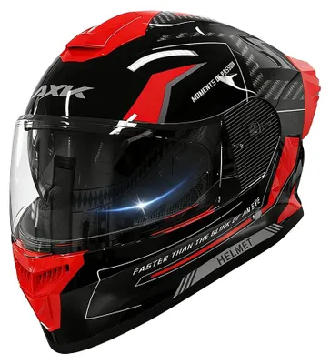 Obrázek produktu pro Celotvářová motocyklová helma, vizor s ochranou proti zamlžování, aerodynamický spoiler, červená barva