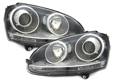 Produktbild von Scheinwerfer DEPO für VW Golf V 5 (2003-2009) Jetta 3 (2003-2009) GTI Look Schwarz LHD mit Motor.