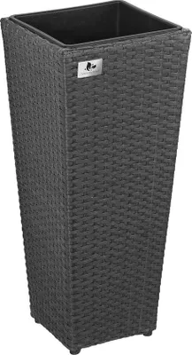 Obrázok produktu pre Kvetináč Polyrotan 28 x 28 x 60 cm, vodotesný, antracitový, pre vnútorné aj vonkajšie použitie