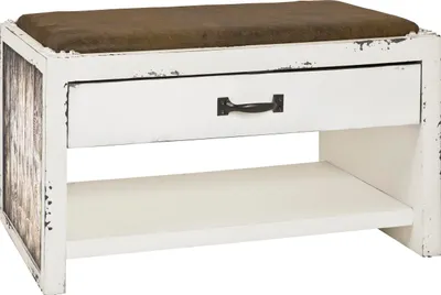 Produktbild von HAKU Schuhbank Sitzbank Schuhregal Motiv, vintage - MDF, Textilgewebe, B/H/T: 72x43x40 cm