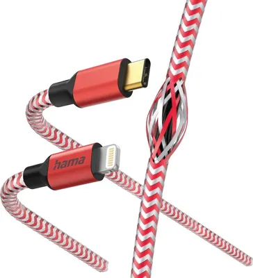 Produktbild von Hama Reflective, 1,5 m, Lightning, USB C, Männlich, Männlich, Rot