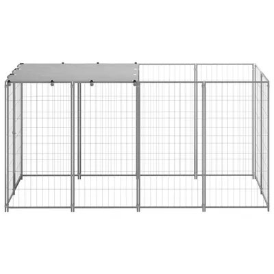 Image de vidaXL Chenil argenté 2,42 m² Acier