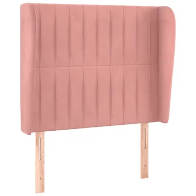 Image de vidaXL Tête de lit avec oreilles rose 103x23x118/128 cm velours