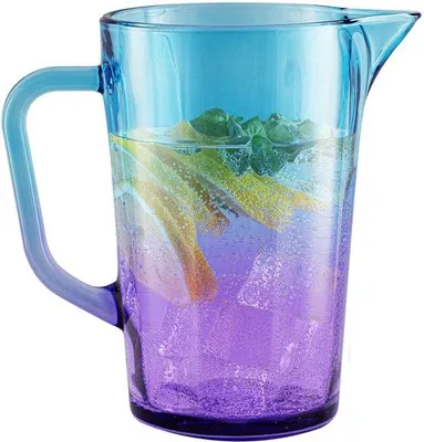 Immagine prodotto di Unyqoos® Caraffa in vetro da 1 litro – caraffa colorata con manico, design blu-viola, ideale per acqua e succhi, realizzata in vetro sodalime di alta qualità (senza piombo)