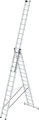 Produktbild von Sprossen-Mehrzweckleiter 3-teilig mit nivello®-Traverse und Wandlaufrollen 3x14 Sprossen