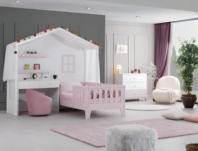 Obrázok produktu pre Kompletná zostava detskej izby Dizajnová detská posteľ s písacím stolomBiela komoda