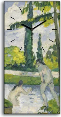 Produktbild von Wanduhr Bürouhr Leinwand Bild Geräuschlos Kunstdruck 30x60 Badende - schwarze Hände