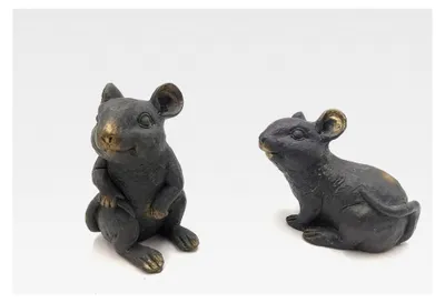 Produktbild von 2 detailreich gestaltete Mäuse im 2er-Set, Bronzeoptik, 7 cm lang