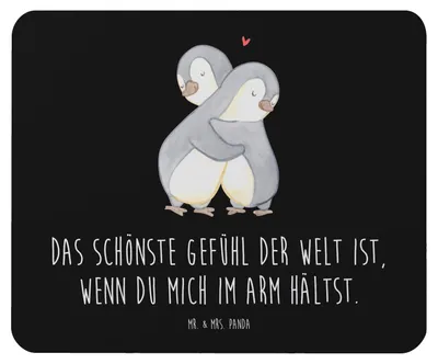 Produktbild von Mr. & Mrs. Panda Mouse Pad Pinguine Kuscheln - Schwarz - Geschenk, Jahrestag, für Freundin, Mitbringsel, Frauen, Mousepad, Mauspad, pc, Valentinstag, Hochzeitstag, laptop