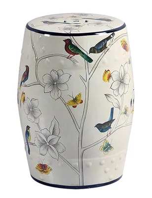Immagine prodotto di Sgabello in ceramica Asianliving White Birds fatto a mano - Tayla D30xH45cm