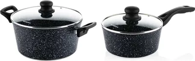 Produktbild von Westinghouse Pfannenset Black Marble (Bratpfanne ø 28 cm + Stieltopf ø 20 cm) - Induktion und alle anderen Wärmequellen