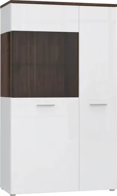 Highboard Vitrine RAIDON Optik Weiß Walnuss Front Highgloss von Forte