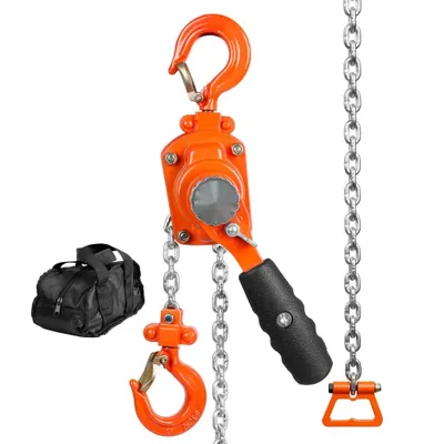 Obrázek produktu pro Pákový kladkostroj mini - nosnost 0,25 t, tažná síla řetězového kladkostroje 260 N, výška zdvihu kladky 1,40 m, ráčnový kladkostroj Ф4x12 mm, kladkostroj s dvojitou západkovou brzdou Weston, hák otočný o 360°, ruční řetězový kladkostroj