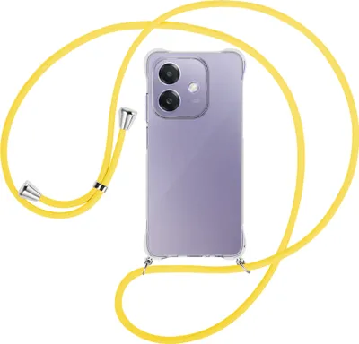Produktbild von Handykette Backcover-Schutzhülle mit Band (Metall silberfarben) für OPPO A3X 5G - gelb