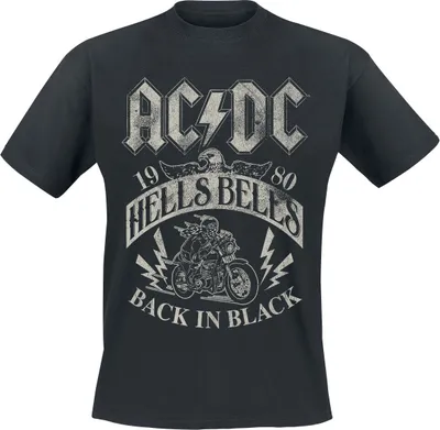 Produktbild von AC/DC T-Shirt Uni Hells Bells 1980 schwarz Band-Merch, Bands 100% Baumwolle L