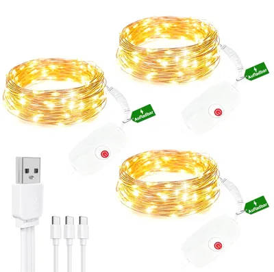 Lichterkette mit Timer, 20 LEDs, batteriebetrieben, wasserdicht
