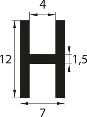 Produktbild von H9 - H-Profil EPDM schwarz Vollgummi H-Profil Dichtung Gummiprofil Dichtungsprofile H-Form H-förmig
