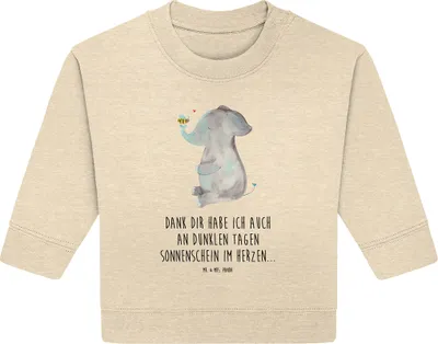 Produktbild von Mr. & Mrs. Panda Organic Baby Pullover Elefant Biene 24. - 36. Monat - Natural Raw - Geschenk, Liebesspruch, Lustige Sprüche, Jahrestag, Bullover, Liebe