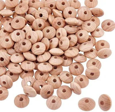 Productafbeelding van Houten Abacus Kralen - Spacer Kralen voor Ketting Maken - 15mm Grootte - Natuurlijke Kralen - Decoratie voor Kerstboom en Krans - Geschik...