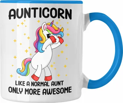 Produktbild von Trendation - Tante Aunticorn Geschenk Tasse Geschenkidee Beste Tante Kaffeetasse Geschenk Lustig (Blau)