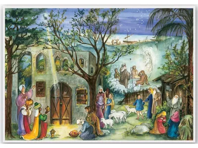 Produktbild von Nostalgischer Schoko-Adventskalender - Die Weihnachtsgeschichte in Bethlehem