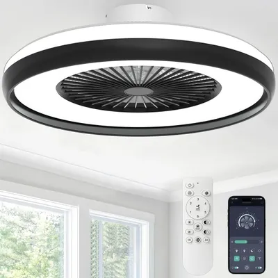 Produktbild von 20″Deckenventilator mit Licht und Fernbedienung, moderner intelligenter Deckenventilator, 6 Gänge & 3 dimmbare LED-Leuchten für Schlafzimmer, Wohnzimm