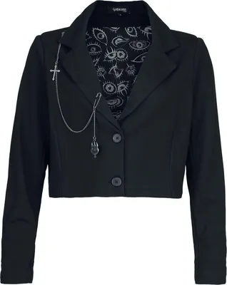 Produktbild von Gothicana by EMP Damen schwarzer Cropped Blazer mit Kette XL